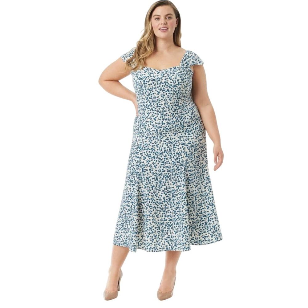 Jessica Simpson Floral Midi Cottagecore Dress Romantic Casual Plus Size 1X